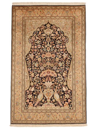 Tapis D'orient Cachemire Pure Soie 24/24 Quality 125X199 Marron/Orange (Soie, Inde)