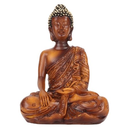 Buddha-staty Lycka Rikelig Fredliga Vibbar Zen Meditation Buddha Figurer Buddha Dekor för Kontor Hallway BS107F 12.2x8.5x6.2cm
