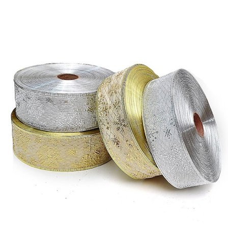 2 stk. Organza Bånd Med Tråd Gennemsigtig Glitter Bånd Juletræ Bånd Til Gaveindpakning Fest Dekoration, 6,3 cm x 2 m