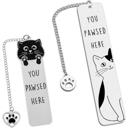 Söta Bokmärken för Hund & Katt, Metall 2 st, för Lärare, Kollegor, Äldre och Hund- & Kattägare m.fl., Gåvor till Hund- & Kattälskare, 