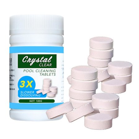 100 stk klortabletter for rengjøring av bassenger, flytende tablett for rengjøring av boblebad