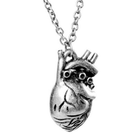 Necklace - Heart - Anatomical - Silver - Large