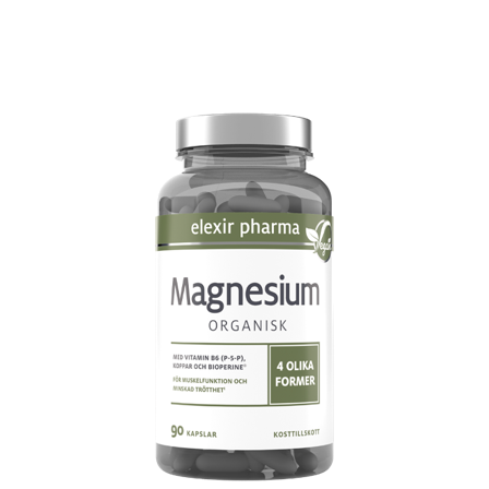 Elexir Pharma Organisk Magnesium 120 mg 90 kapsler