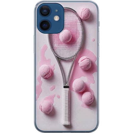 Kompatibel Mobilcover til Apple Apple iPhone 12 Rosa glaskugler og tennisketsjer i et kreativt stillbillede med legende popfølelse og moderne design