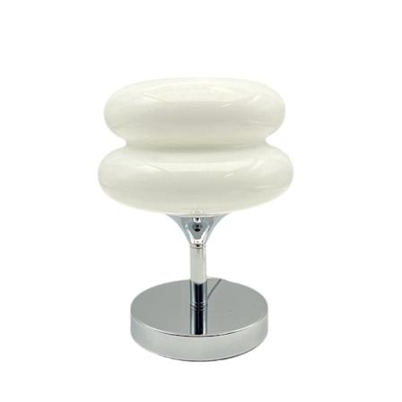 Natsenglas natbordlampe retro sød skrivebordslampe, 3 farvetilstande E27 pære kromfod (hvid) europæisk stik tre-farvet
