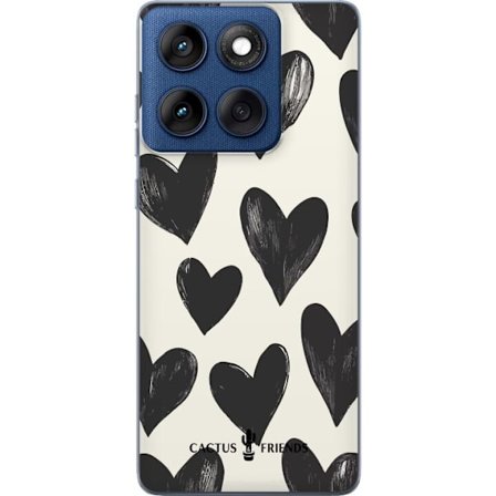 Kompatibel Mobilcover til Motorola Motorola Edge 60 Cactus and Friends - Bold Black Love Pattern