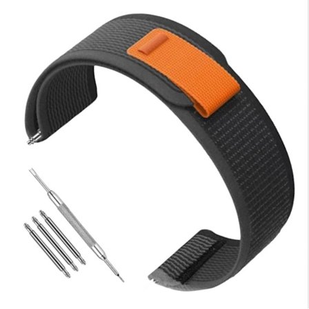 Garmin-yhteensopiva nailoninen kellonhihna 22 mm - Forerunner 245/255/265M Black + gray dots