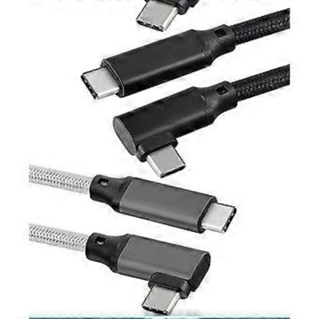 2-pack Oculus Quest 2 Link-kabel, USB C till C-kabel för Link-tjänst och laddning, höghastighetsdataöverföring, snabbladdningssladd 90 graders vinklad