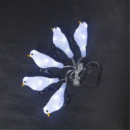 Utendørs Juledekorasjoner Fugl Lyslenke, LED Akryl 5 Fuglelys Med Klemme Vanntett{HH}