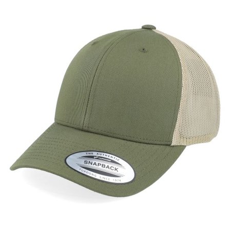 Yupoong - Grön trucker Keps - Retro Cap 2-Tone Moss Green/Khaki Trucker @ Hatstore