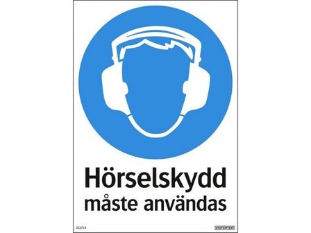 Skylt Hörselskydd 210x297mm - Lyreco - Skyddsutrustning - Säkerhetsmärkning och skyltar - Skyltar