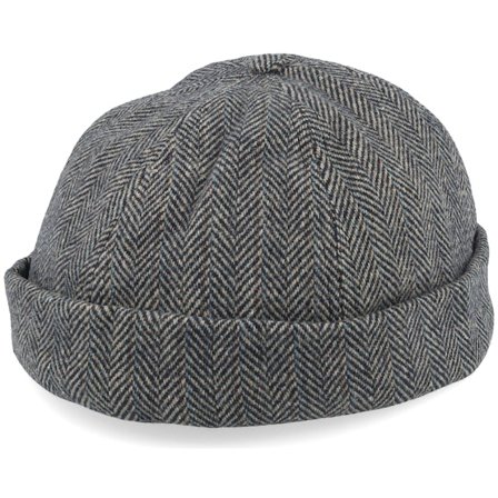 Upfront - Grau docker Mütze - Chris Herringbone Dark Grey Docker @ Hatstore