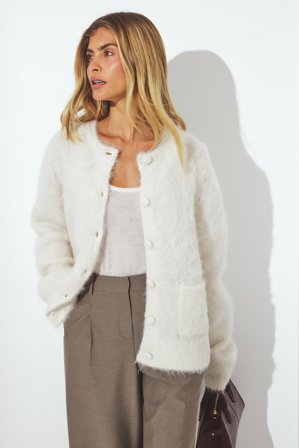 NA-KD Strickjacke aus Alpaka-Mix - Cardigans - OffWeiß - L (EU 42-44)