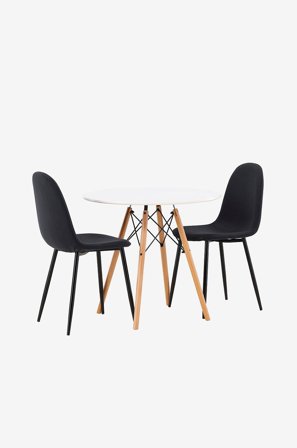 Venture Home - Spisegruppe Danburi med 2 spisebordsstole Polar - Hvid - Spisegrupper - Fra Homeroom