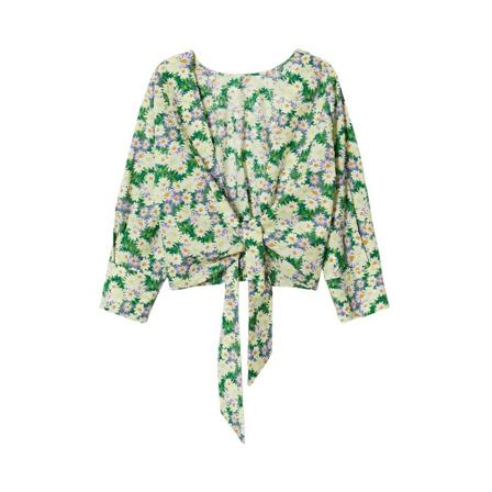 Mango Bluse med blomsterprint Grøn, Dame Bluser, Størrelse: XL