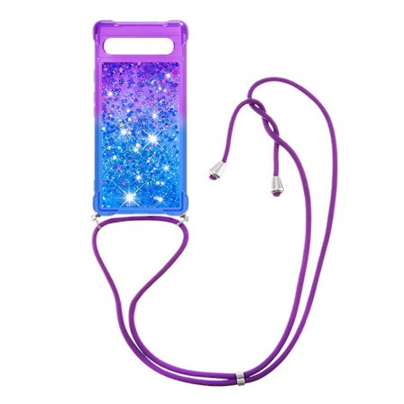 SKALO Google Pixel 7a Kvicksand Glitter Mobile Collar - Lilla-Blå