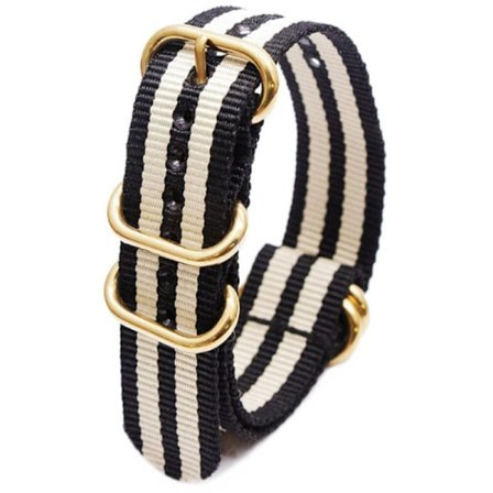 Nylon kellon ranneke kultaisella soikealla soljella