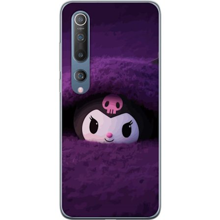 Yhteensopiva Puhelinkuori Xiaomi Mi 10 5G Kuromi lilassa pörröisessä ympäristössä, jossa on salaperäinen kawaii-suunnittelu.