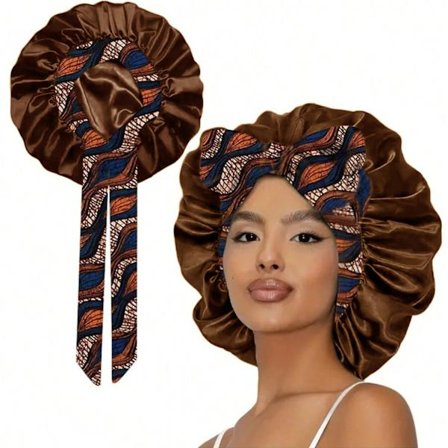 Sateng Blomster Sovehette – Bredbremmet Badehette med Stor Sløyfe, Ekstra Stor Størrelse