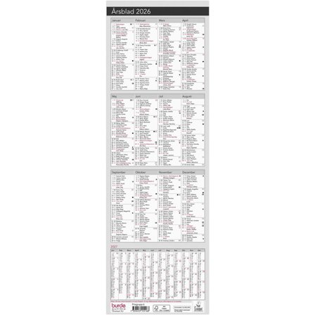 BURDE Årsblad 2026 - Lyreco - Almanackor och kalendrar - Bordskalendrar och skrivunderlägg - Bordskalendrar
