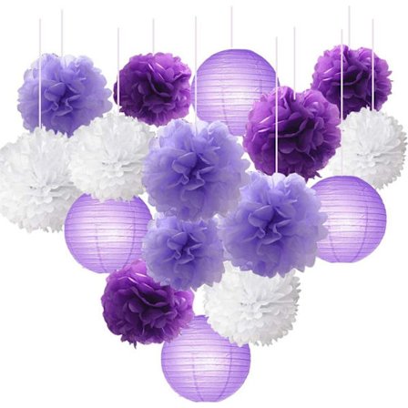 16 kpl silkkipaperikukka pallo pom pom sekoitettu paperilyhtyjä askartelusetti