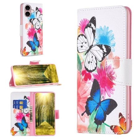 Plånboksfodral Apple iPhone 16 – Färgglada Fjärilar