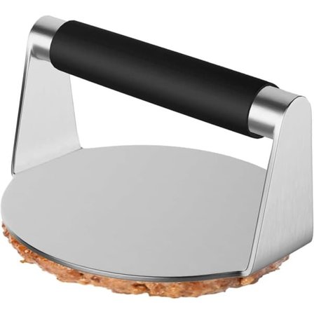 Round Stainless Steel Burger Press - Heavy Duty Griddle Tool - Perfect for Ground Meat and Sausage Patties