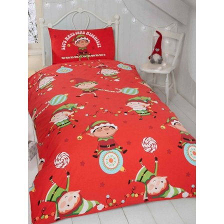 Rapport Naughty Elves Jul Örngott Set Singel Röd/Vit