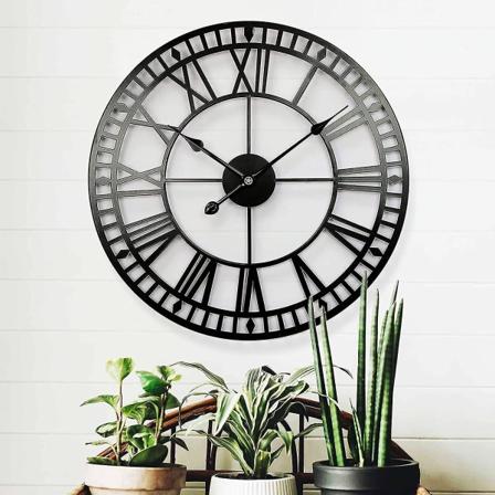 Værbestandig Hageklokke Retro Romersk Enkel Jernkunst Utendørs Klokke Batteridrevet Stille 40cm