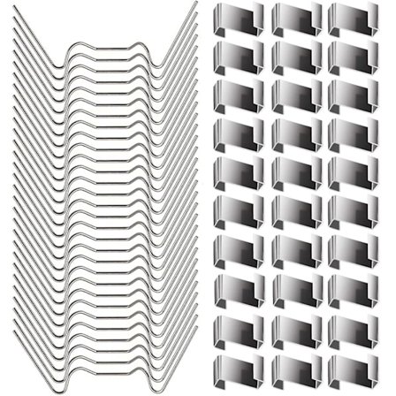 100 stk Drivhusklips for Glass - Rustfritt Stål Drivhusvindu Klips Glassrute Festespenner - 50 stk Drivhus
