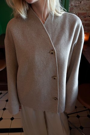 NA-KD Wool Blend High Neck Short Coat - Frakker - Beige - EU 36