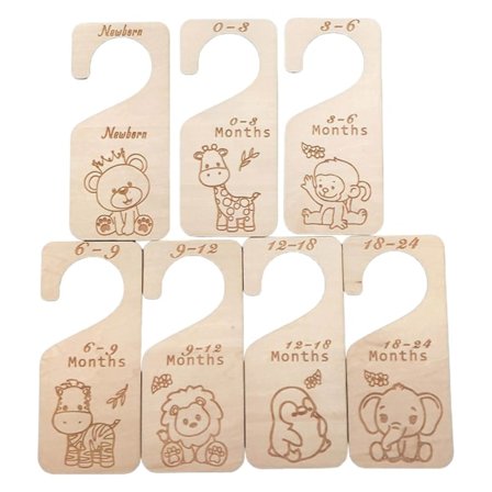 7 st Baby Garderobsstorleksavdelare Trä Baby Garderobsorganisatörer från Nyfödd Spädbarn till 24 Månader för Hem Barnkammare Baby