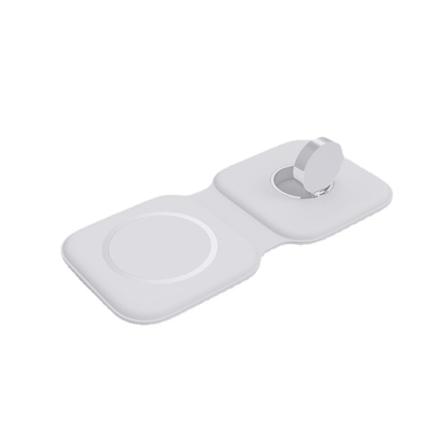 2-in-1 magneettinen langaton latausasema, langaton latausalusta, erittäin kevyt ja ihanteellinen matkoille. Yhteensopiva iPhone 13 12 11/Pro/XS/XR/8:n
