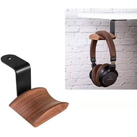 1 stk. headset-holder (WALNUT-Z), hovedtelefonstativ, hovedtelefonholder, hovedtelefonvægbeslag, hovedtelefonholder til lyd-, studie- og pc-