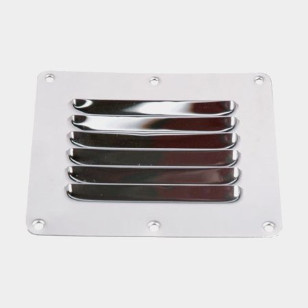 Ventilatierooster, roestvrij staal, 125 mm x 110 mm, zilver