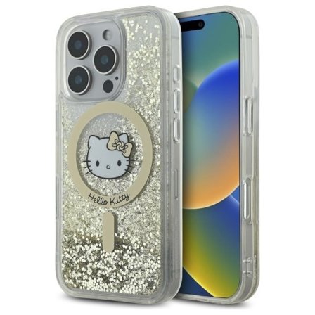 Hello Kitty Liquid Glitter Fever MagSafe iPhone 16 Pro-etui - gull