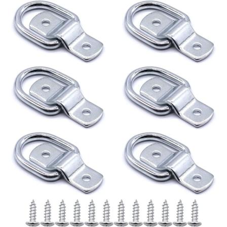 6 stk. Festestropper D-ringer, Heavy Duty Rustfritt Stål Festestropper