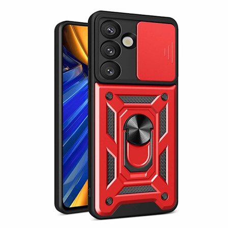 Galaxy S25 Mobilskal Hybrid Armor Camshield - Röd