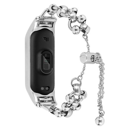 För Xiaomi Mi 7 Bead Decor Smartwatch Rem, ihålig klockarmband i metall