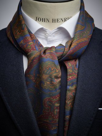 John Henric Men's Marineblauer Schal aus Wolle & Seide Size Onesize