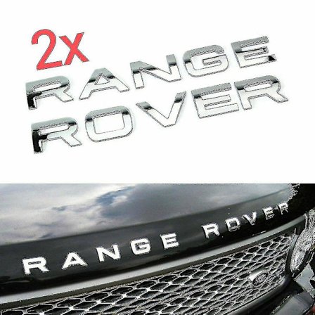 Chrome Range Rover Frontgrill Emblem, Huv Emblem, Baklucka Emblem (2-pack)
