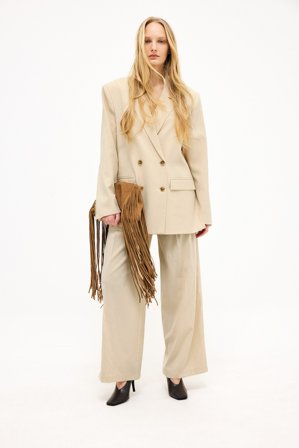 NA-KD Mid Waist Wide Leg Pants - Pantalon cigarette - Beige - EU 40