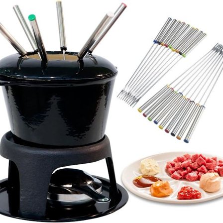 Rustfrie stålfonduegafler med varmebestandig håndtak for