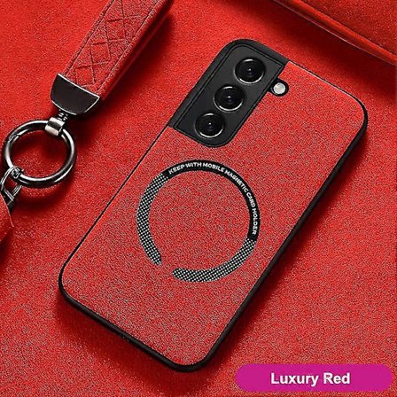 Magnetiskt fodral i mockaläder kompatibelt med Samsung Galaxy S22 Ultra/s22+/s22 för Magsafe trådlös laddning