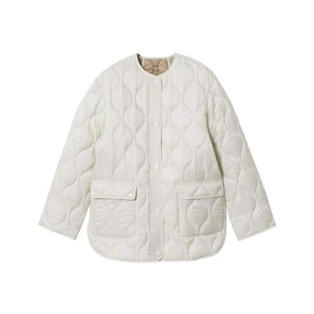 Mango Satin quilted Jacka vit, Dam, Dam, Storlek: 2XL