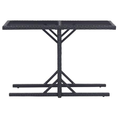 Vidaxl Trädgårdsbord Svart 110x53x72 Cm Glas Och Konstrotting Svart