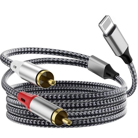 Elektrisk adapter RCA-kabel Kompatibel med iPhone, Lightning-kabel til RCA Kompatibel med iPhone iPad tablet Aux stereo lydadapter - Perfekt