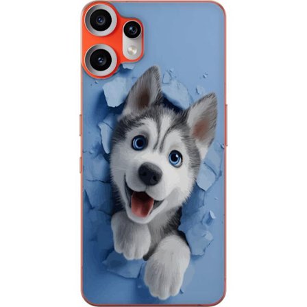 Kompatibelt Mobilskal till Nothing Nothing CMF Phone 2 Pro Söt och realistisk huskyvalp som bryter igenom väggen i en charmig djurmotiv, perfekt fö