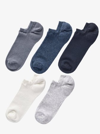 John Henric Men's Blaue 5er-Pack Gerippte Sneakersocken Baumwolle Size 39-42
