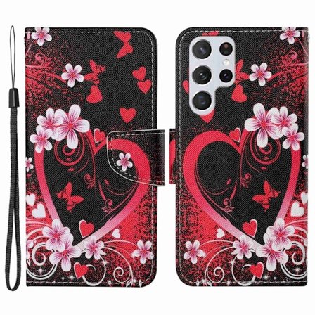 Wonderland Samsung Galaxy S23 Ultra Läppäkotelo - Punainen Heart